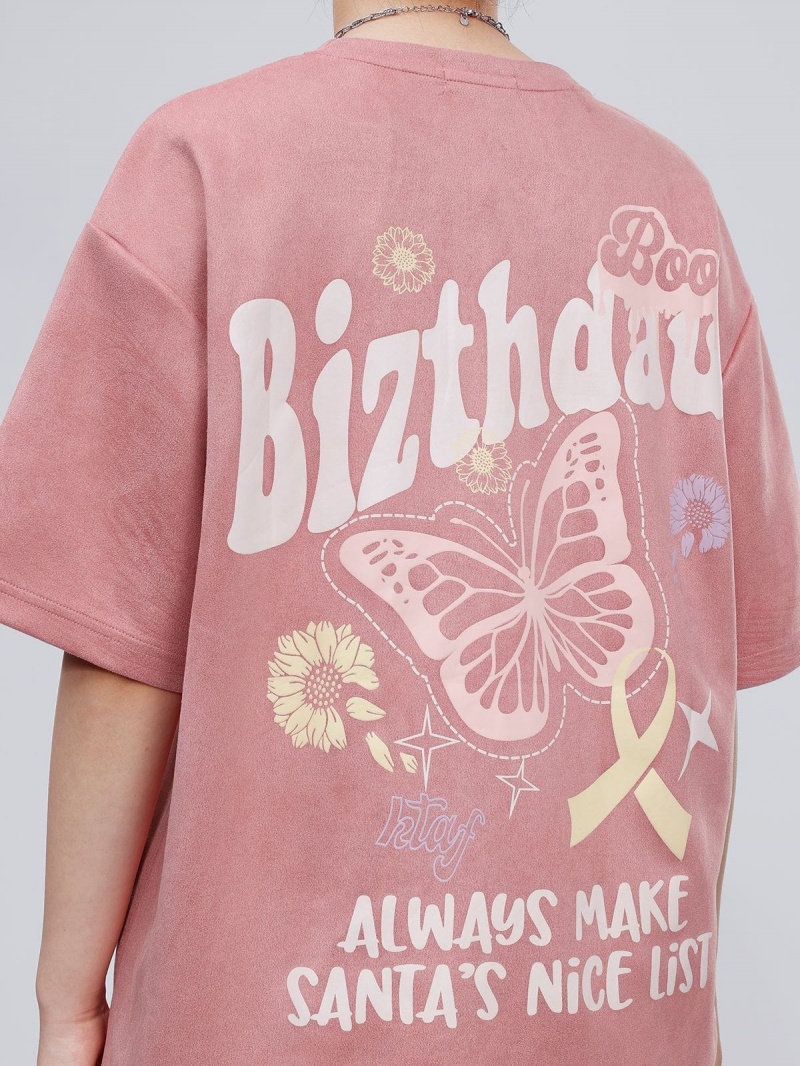 Rose  T Shirts Aelfric Eden Alphabet Butterfly Print Tee - BKP-3906160